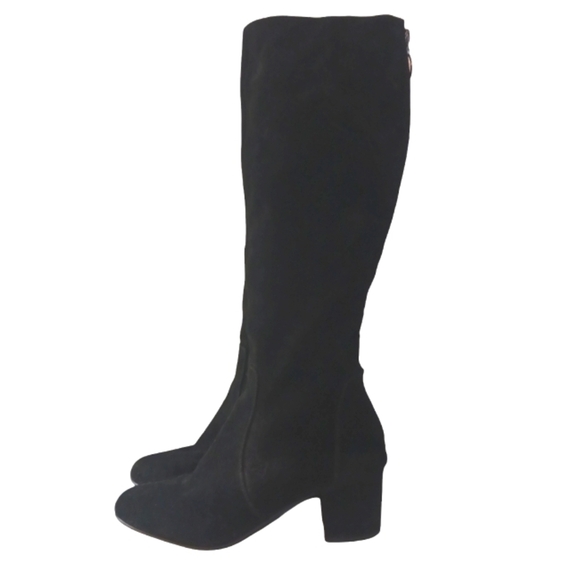 Steve Madden Tall Black Suede Block Heel Boots Haydun size 9.5 Knee High Boots - Picture 5 of 12